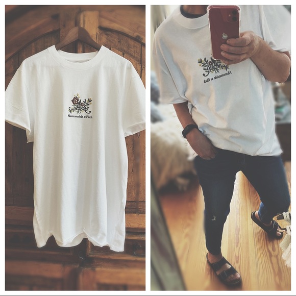 Abercrombie & Fitch Custom Cutoff Graphic Tee Floral White XXL - Picture 7 of 12